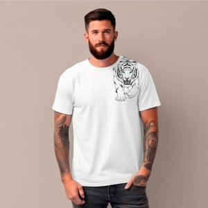 Fierce Tiger T-Shirt with Green Eyes - Edgy Streetwear & Animal Graphic Tee.