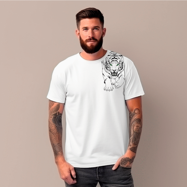 Fierce Tiger T-Shirt with Green Eyes - Edgy Streetwear & Animal Graphic Tee.