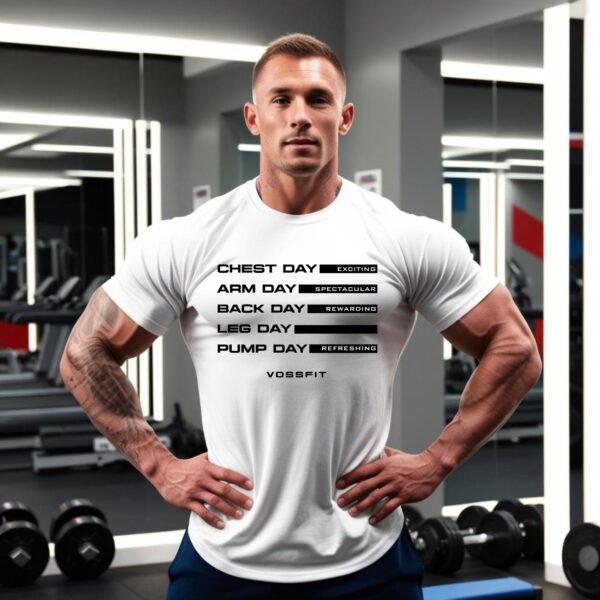 Gym Workout Schedule Tee - Motivational Fitness Apparel - VOSSFIT Daily Grind T-Shirt - Black, Light Blue, Navy, Brown, Grey, Olive Green - Image 8