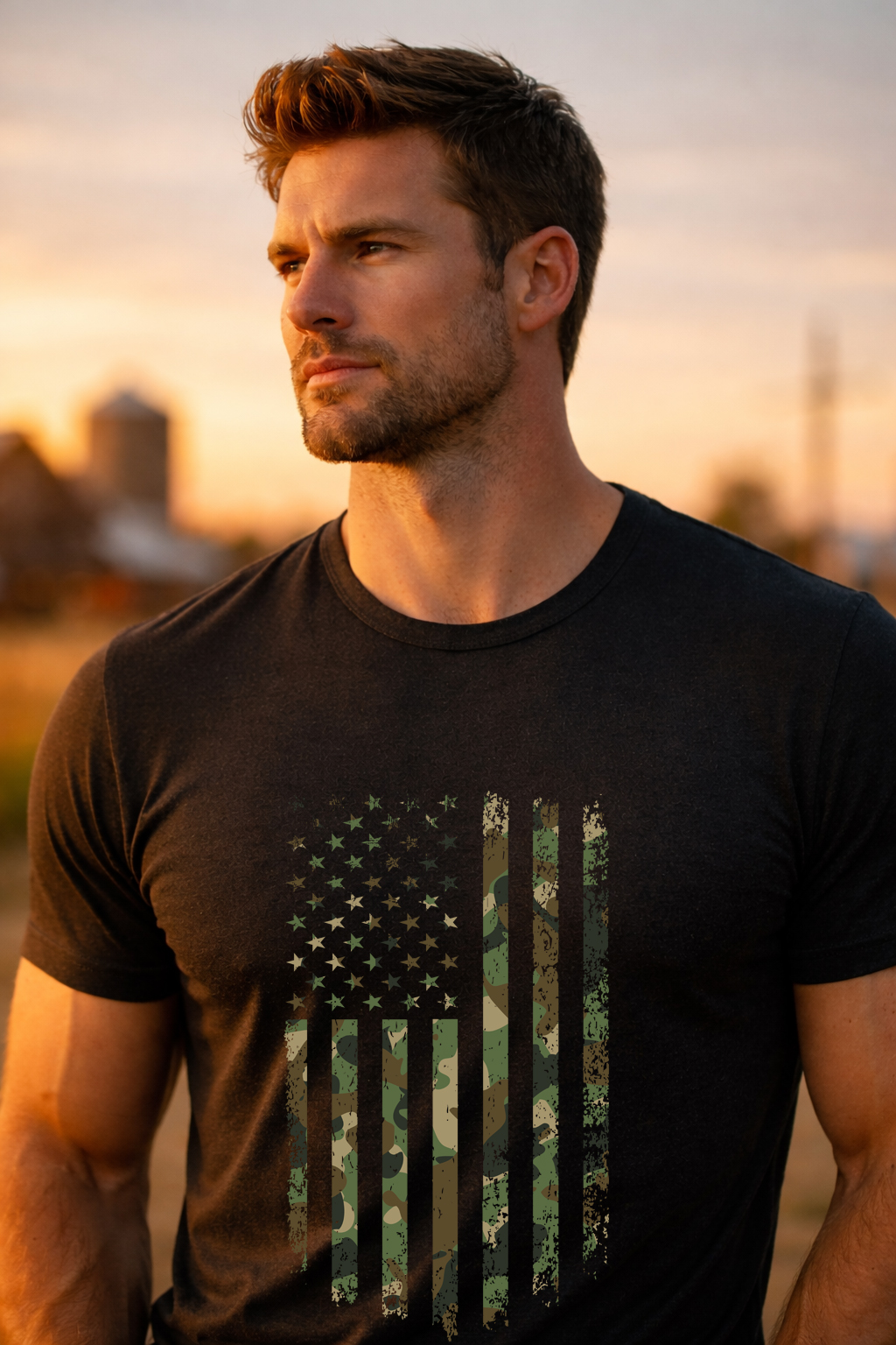 American Flag Camo Tactical T Shirt 2026 Ultimate Patriotic Military Gym Tee 1 American flag camo tactical t shirt black front view patriotic military design