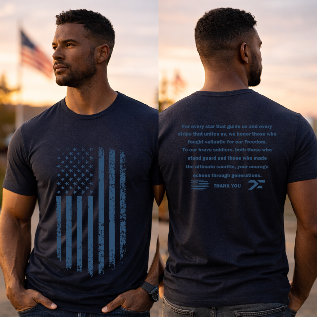 American Flag Camo Tactical T Shirt 2026 Ultimate Patriotic Military Gym Tee 5 Navy American flag camo tactical t-shirt front lifestyle view