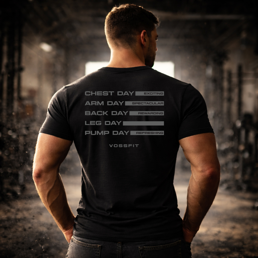 Black tactical gym t shirt back view featuring Discipline Week structured training print in matte finish