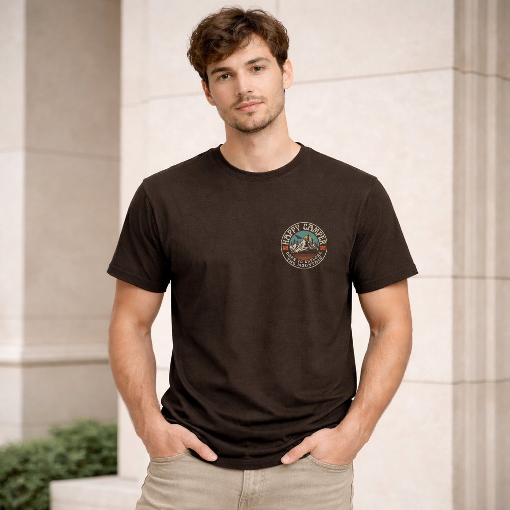 Happy Camper Mountain Badge T Shirt Vintage Outdoor Tee 2025 3 Happy Camper Mountain Badge T Shirt Vintage Outdoor Tee 2025 - Image 3