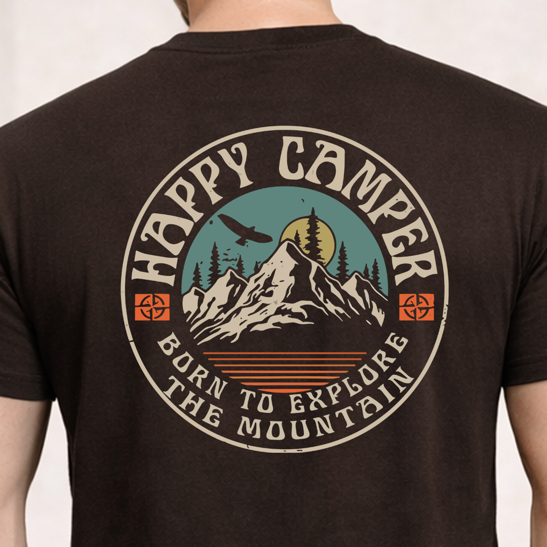 Happy Camper Mountain Badge T Shirt Vintage Outdoor Tee 2025 5 Happy Camper Mountain Badge T Shirt Vintage Outdoor Tee 2025 - Image 5