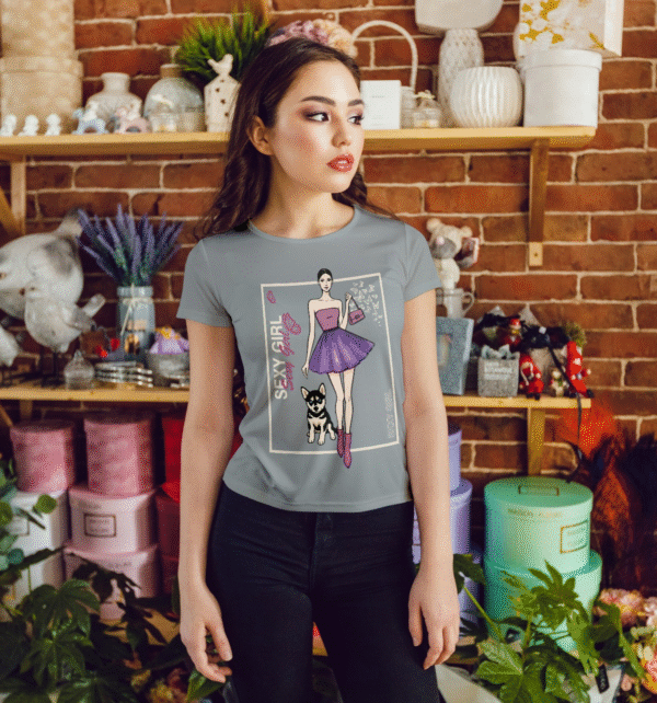 "SEXY GIRL" Fashion Illustration T-Shirt - Chic & Unique Graphic Tee for Women. - Image 5