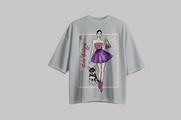 "SEXY GIRL" Fashion Illustration T-Shirt - Chic & Unique Graphic Tee for Women. - Image 4