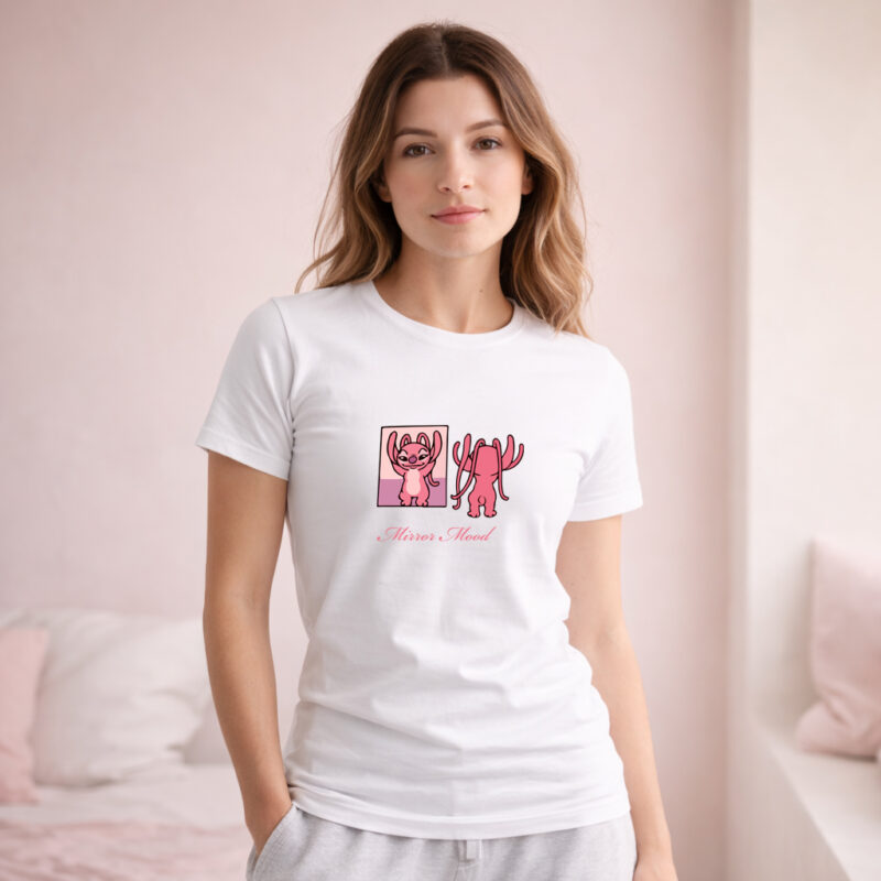 Mirror Mood Pink Aesthetic T-Shirt front view