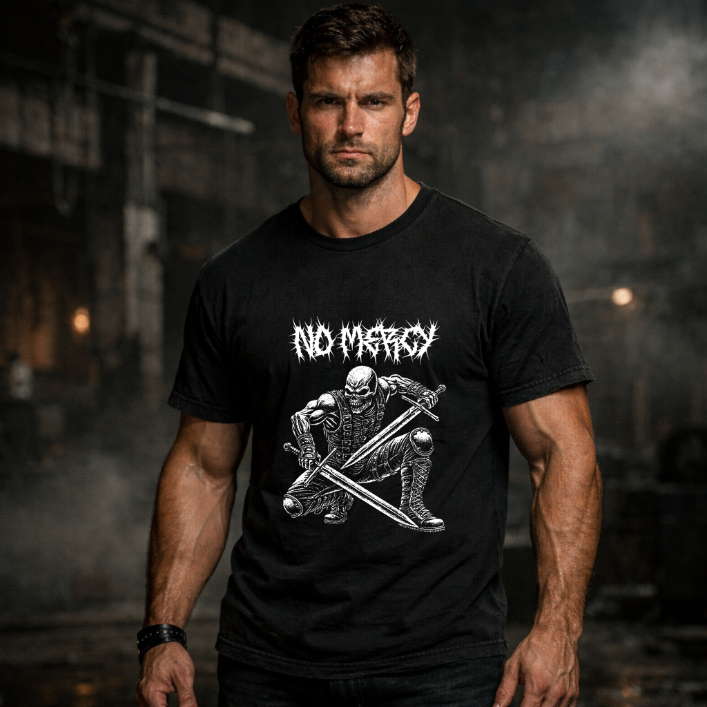 No Mercy metal band tee washed black underground streetwear