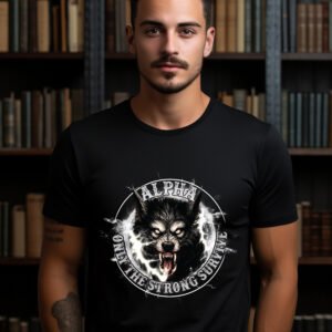 "ALPHA, ONLY THE STRONG SURVIVE" Wolf T-Shirt - Unleash Your Inner Beast.