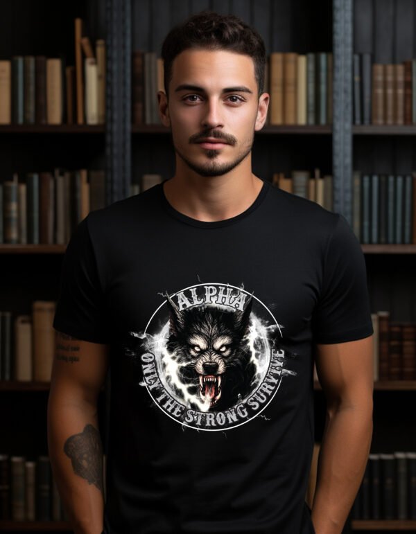 "ALPHA, ONLY THE STRONG SURVIVE" Wolf T-Shirt - Unleash Your Inner Beast.