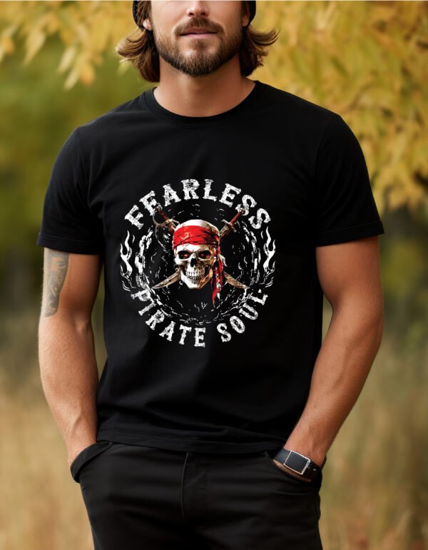 Fearless Pirate Soul T-Shirt | Skull Graphic Tee | Unisex Pirate Shirt | Adventure Tee - Image 5
