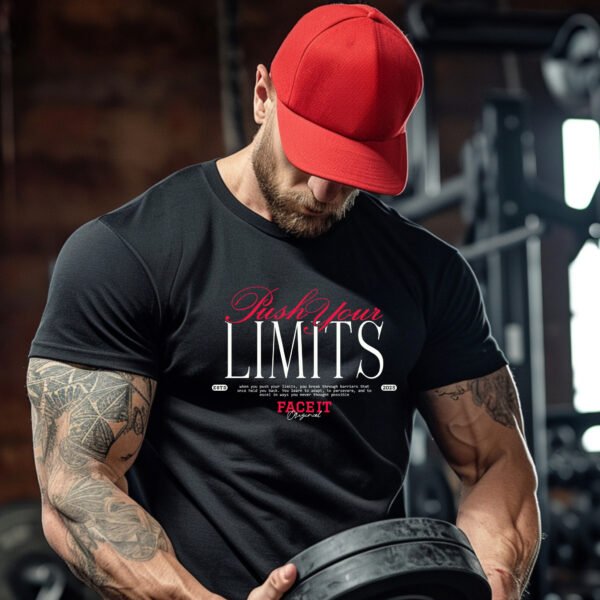 "Push Your LIMITS" Motivational Gym T-Shirt - FACE IT. Own Your Workout. - Image 2