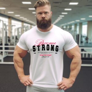 "BECOME STRONG" Motivational Gym T-Shirt - Don't Be Weak. Push Yourself Fitness Apparel.
