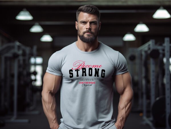 "BECOME STRONG" Motivational Gym T-Shirt - Don't Be Weak. Push Yourself Fitness Apparel. - Image 3