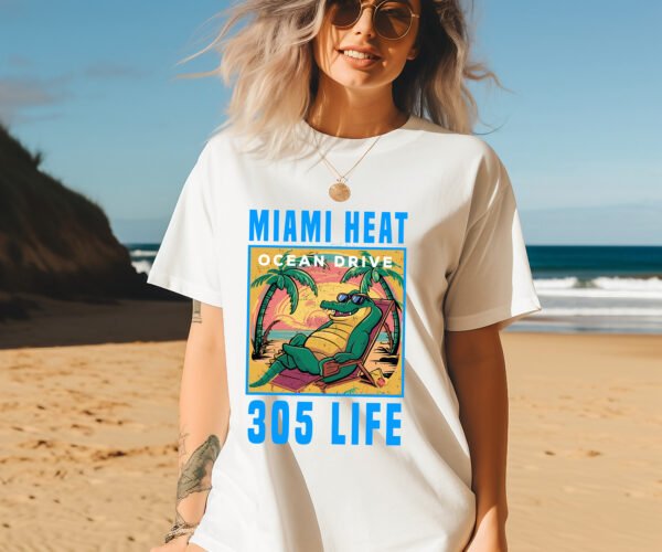 Miami Heat 305 Life – Retro South Beach Vibes T-Shirt - Image 4