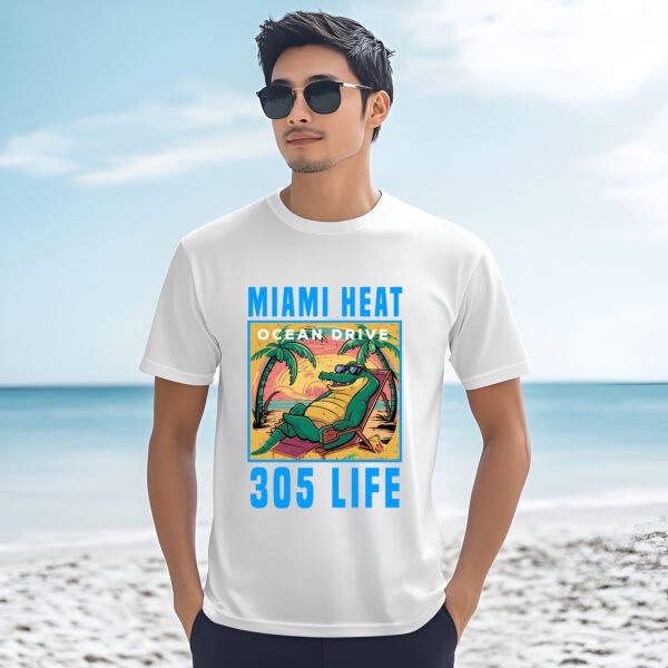 Miami Heat 305 Life – Retro South Beach Vibes T-Shirt - Image 3