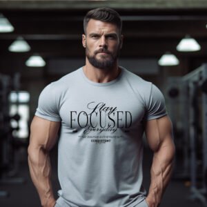 "Stay FOCUSED" Motivational Gym T-Shirt - Consistent & Driven Fitness Apparel.