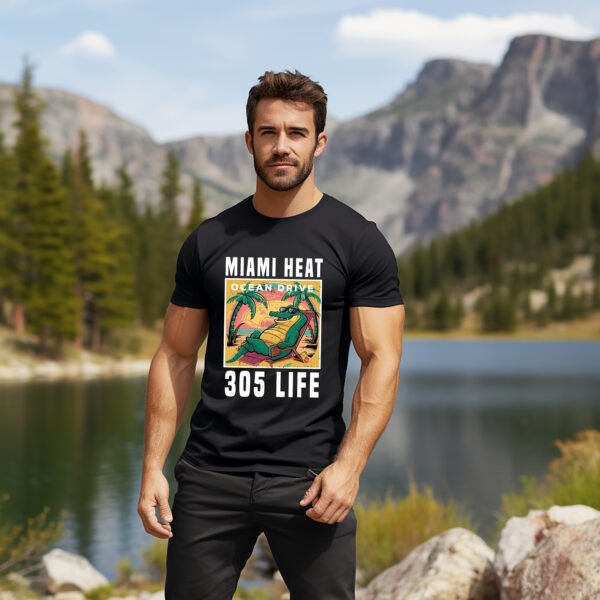 Miami Heat 305 Life – Retro South Beach Vibes T-Shirt - Image 2