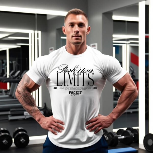 "Push Your LIMITS" Motivational Gym T-Shirt - FACE IT. Own Your Workout. - Image 4