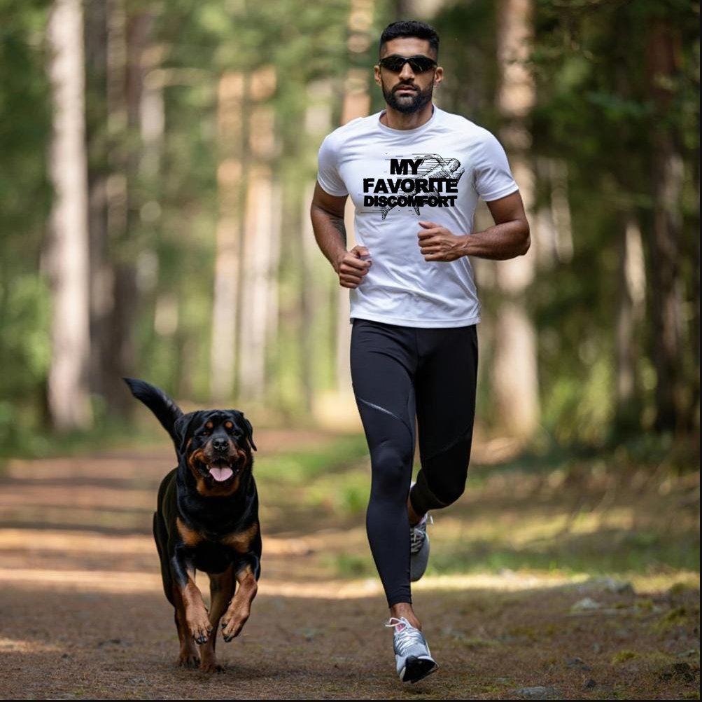 "My Favorite Discomfort" Premium Runner's Tee | The Ultimate Running Motivation Shirt 2 "My Favorite Discomfort" Premium Runner's Tee | The Ultimate Running Motivation Shirt - Image 2