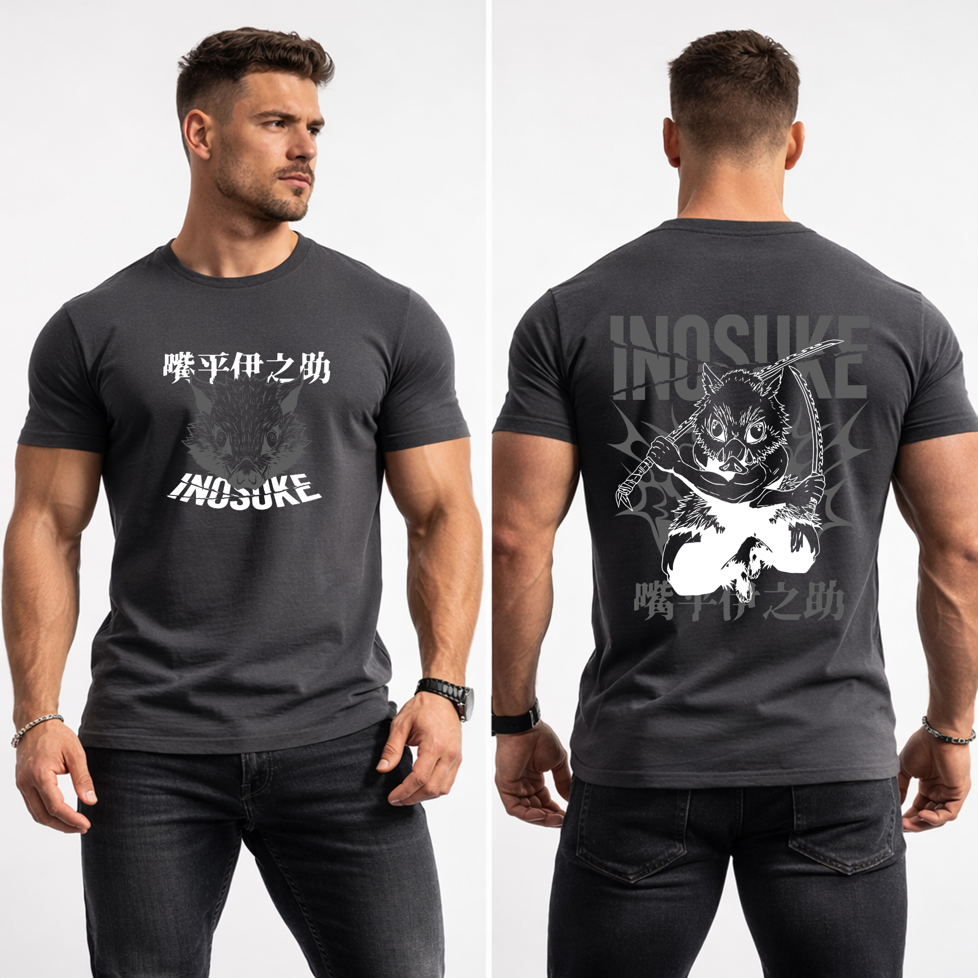 Inosuke Boar Mask T Shirt Epic Premium Anime Streetwear Tee 2-Sided Print 3 Inosuke Boar Mask T Shirt Epic Premium Anime Streetwear Tee 2-Sided Print - Image 3