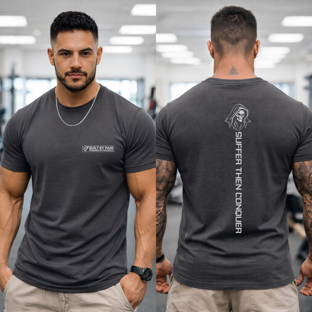 Built By Pain T-Shirt Suffer Then Conquer Gym Tee Premium Unisex Fitness Shirt Motivational Training Apparel 2 Built By Pain T-Shirt Suffer Then Conquer Gym Tee Premium Unisex Fitness Shirt Motivational Training Apparel - Image 2