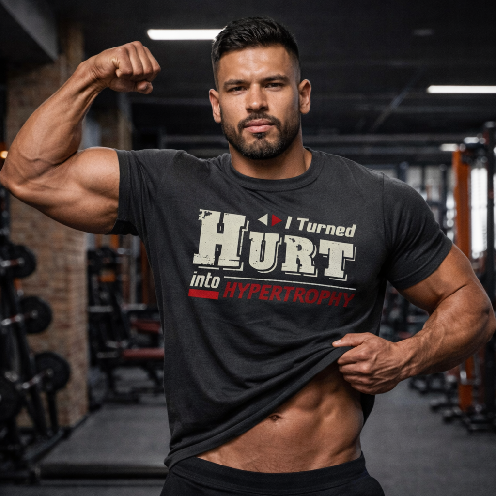 STREETWEAR 13 I Turned Hurt Into Hypertrophy Gym T-Shirt black front