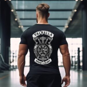 Valhalla: Honor & Glory T-Shirt | Viking Warrior Tee | Norse Mythology Apparel | Gym Shirt