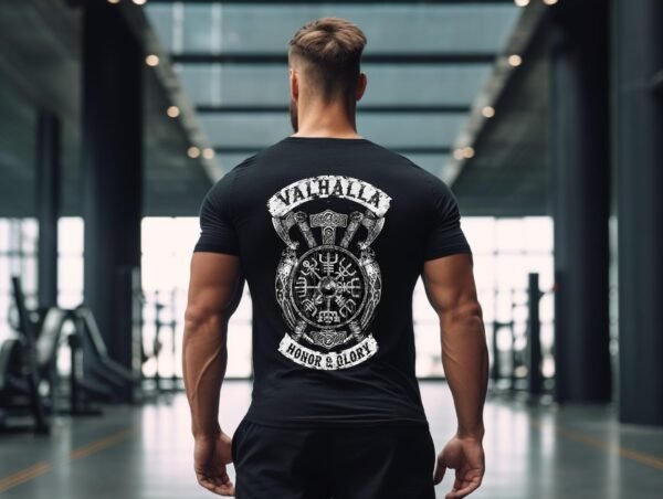 Valhalla: Honor & Glory T-Shirt | Viking Warrior Tee | Norse Mythology Apparel | Gym Shirt