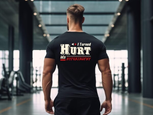 I Turned Hurt into Hypertrophy" Gym T-Shirt - Motivation for Bodybuilding & Weightlifting | Workout Apparel - Image 2