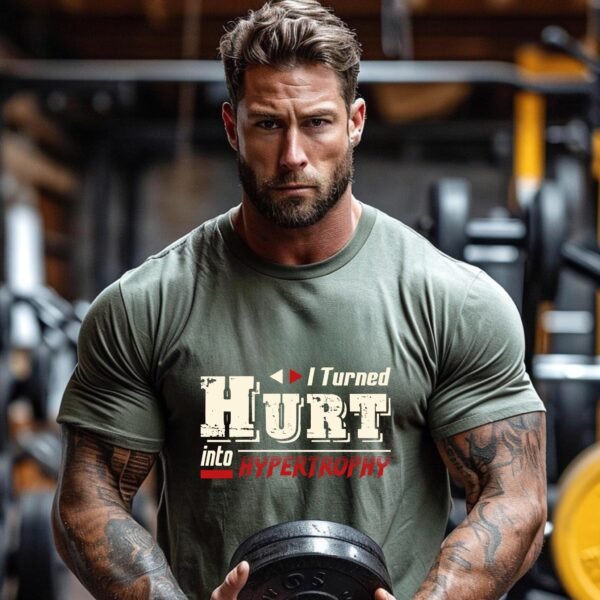 I Turned Hurt into Hypertrophy" Gym T-Shirt - Motivation for Bodybuilding & Weightlifting | Workout Apparel - Image 6