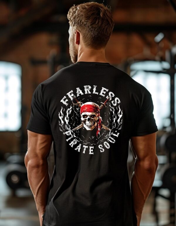 Fearless Pirate Soul T-Shirt | Skull Graphic Tee | Unisex Pirate Shirt | Adventure Tee - Image 2