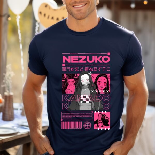 Nezuko Kamado T-Shirt | Demon Slayer Anime Tee | Pink & White Graphic Shirt | Kawaii Anime Apparel - Image 2