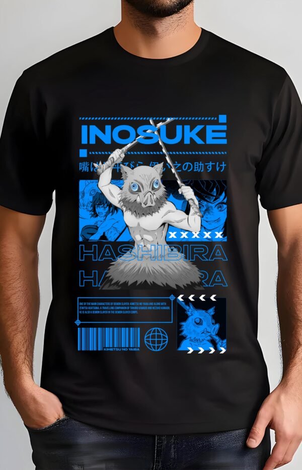 Inosuke Hashibira T-Shirt | Demon Slayer Anime Tee | Beast Breathing Graphic Shirt | Anime Fan Gift - Image 2