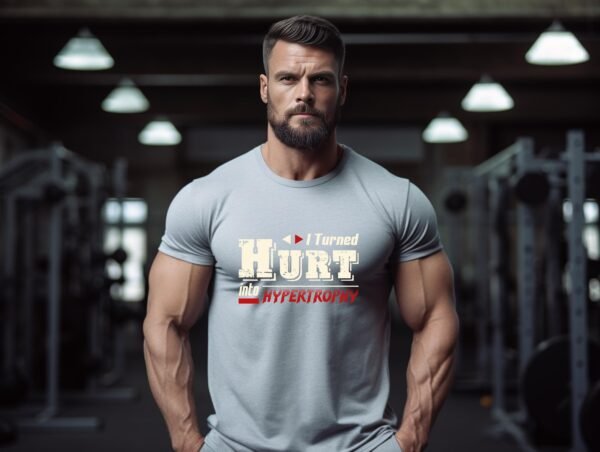 I Turned Hurt into Hypertrophy" Gym T-Shirt - Motivation for Bodybuilding & Weightlifting | Workout Apparel - Image 4