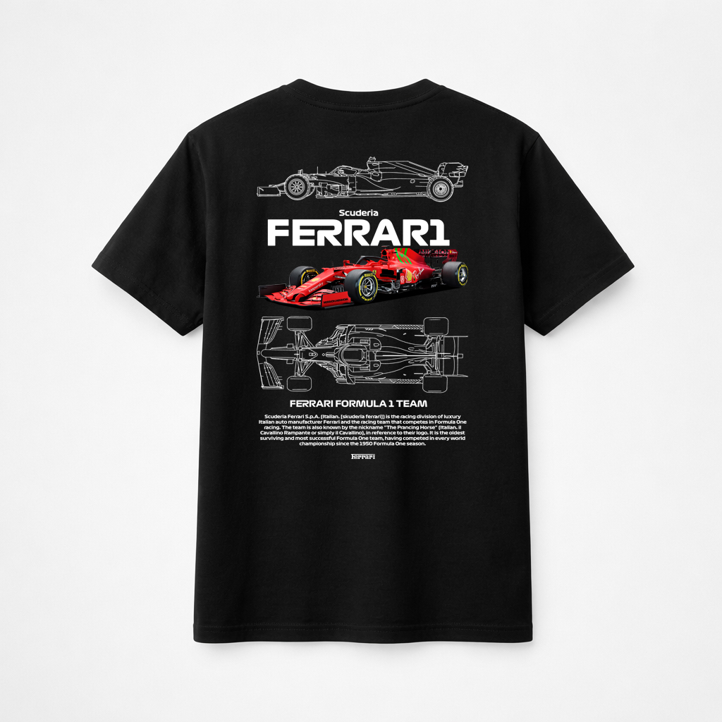 Ferrari F1 blueprint t-shirt – premium motorsport streetwear tee