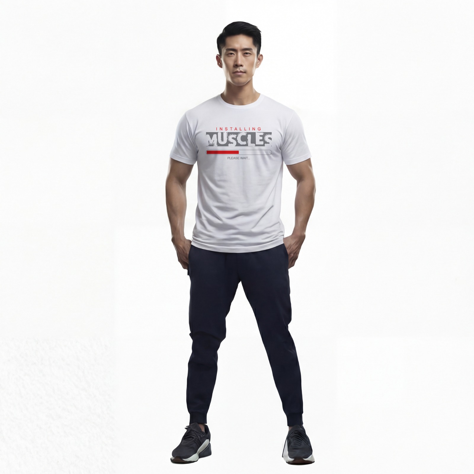 Funny Workout T Shirt – Installing Muscles Please Wait Gym Tee (Unisex) 1 Funny Workout T Shirt – Installing Muscles Please Wait Gym Tee (Unisex)