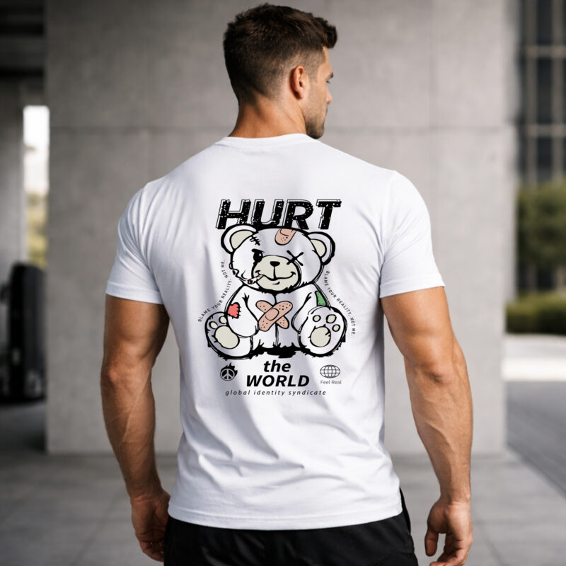 hurt the world t shirt back print funny streetwear graphic tee white