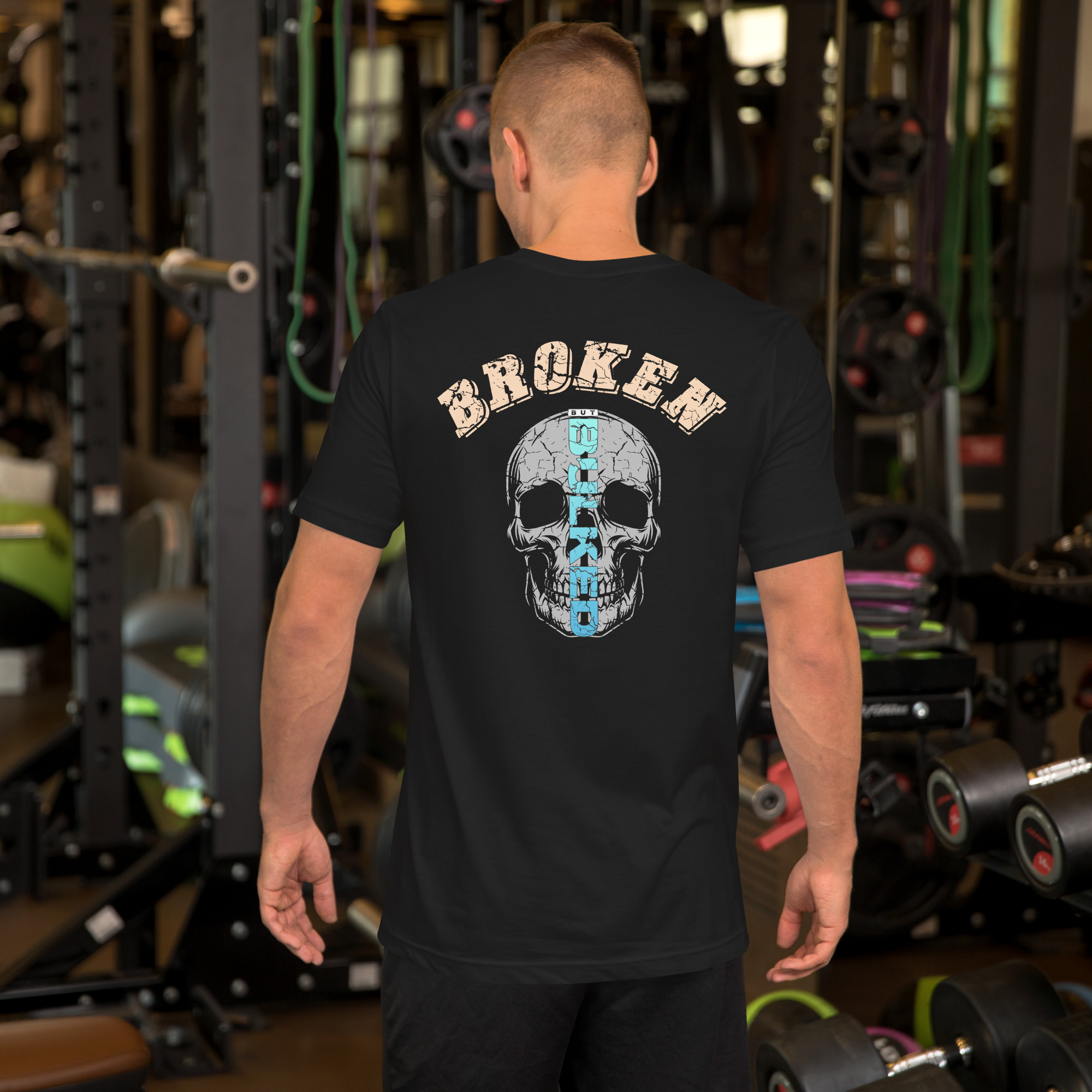 Broken But Bulked T-Shirt – Motivational Gym Wear by TeeFlowUSA Unisex t-shirt 2 Broken But Bulked T-Shirt – Motivational Gym Wear by TeeFlowUSA Unisex t-shirt - Image 2