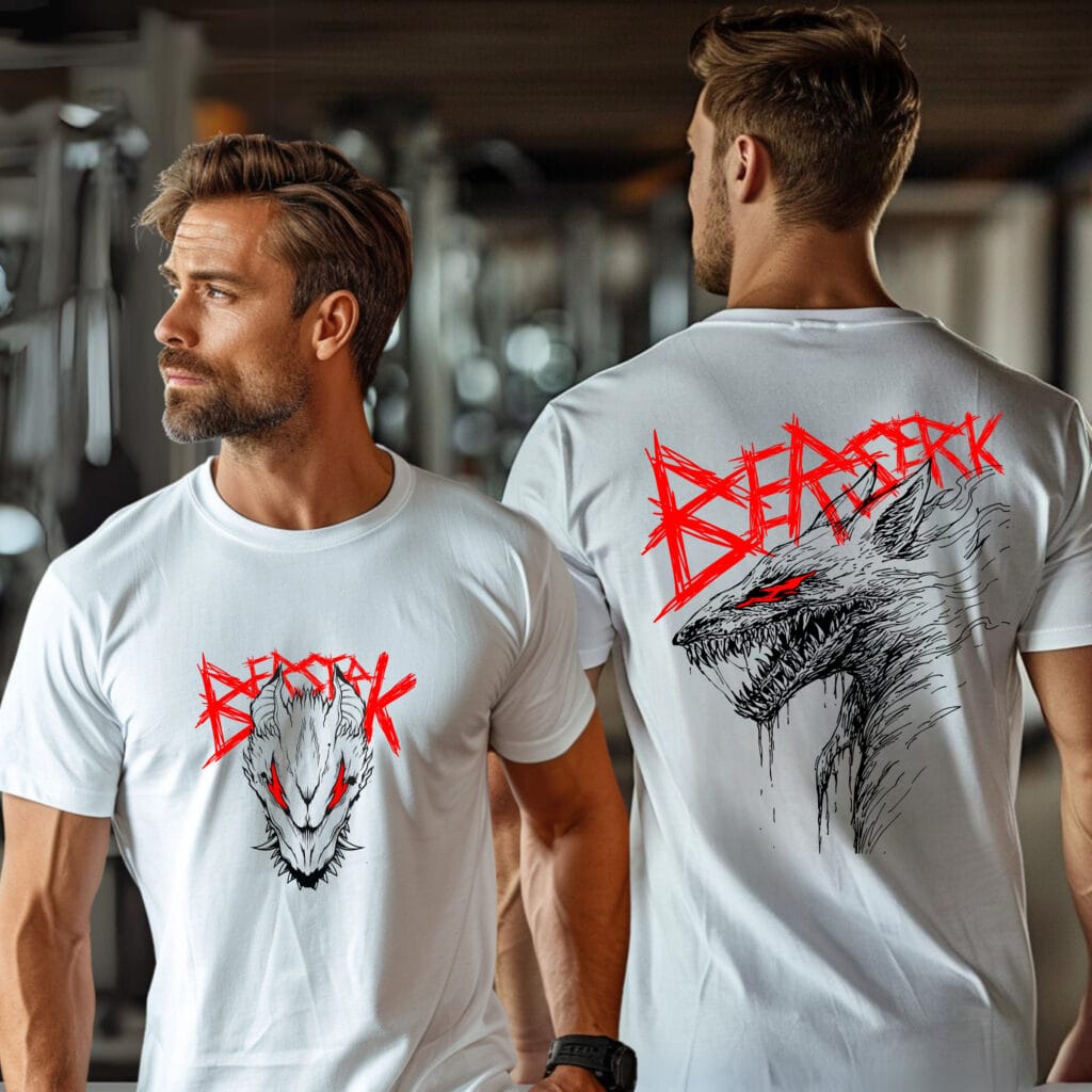 Berserk graphic t shirt for men with front and back print