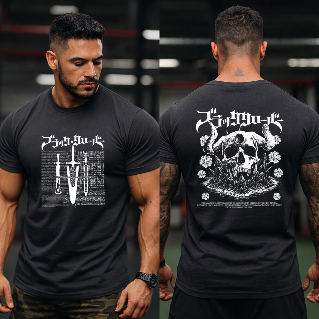 Black Clover Inspired Graphic T Shirt for Men Dark Gym Tee 5 Black Clover Inspired Graphic T Shirt for Men Dark Gym Tee - Image 5