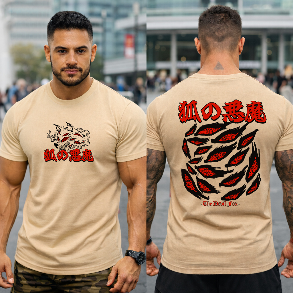 Devil Fox Anime Inspired T-Shirt Japanese Streetwear Back Print Tee 6 Devil Fox Anime Inspired T-Shirt Japanese Streetwear Back Print Tee - Image 6