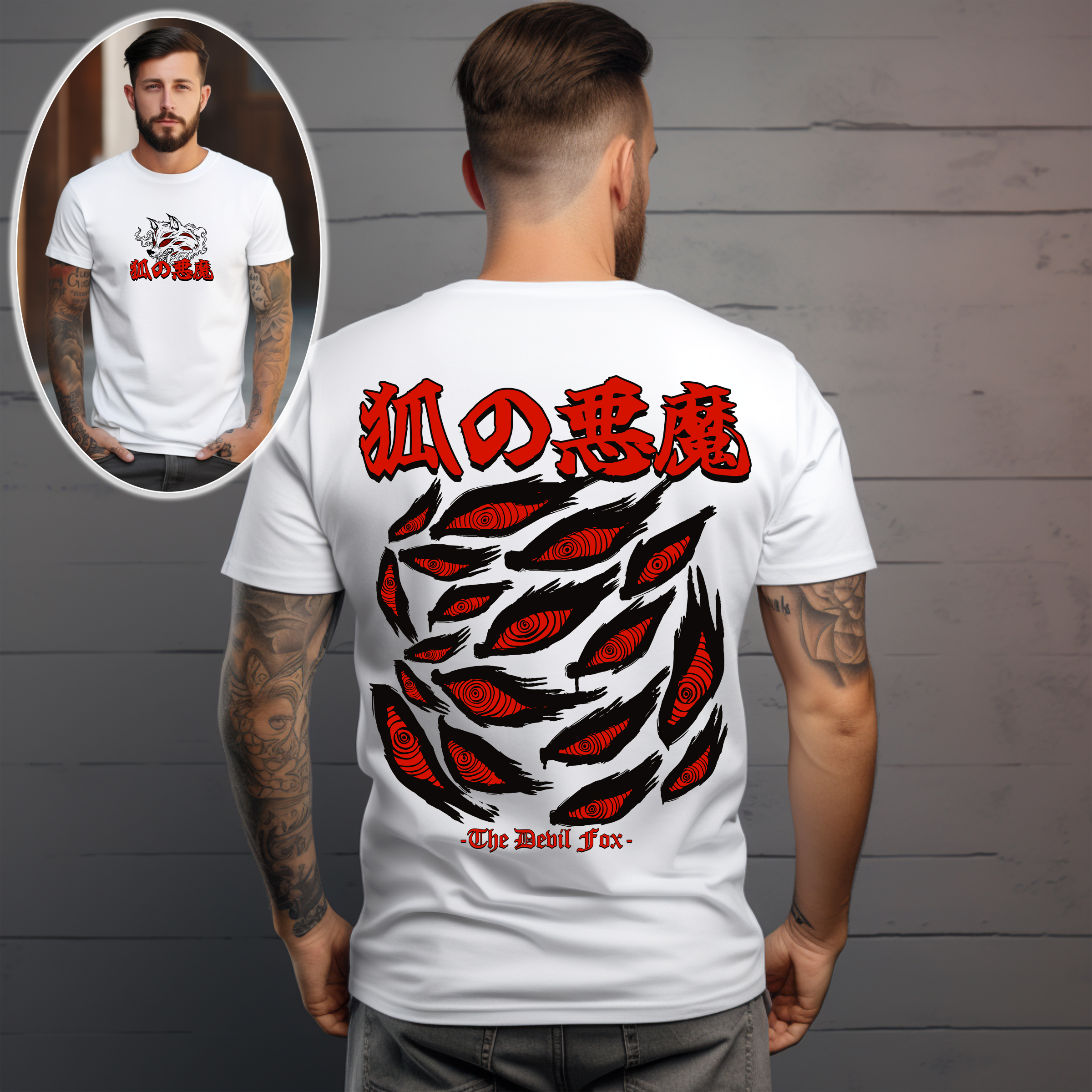 Devil Fox Anime Inspired T-Shirt Japanese Streetwear Back Print Tee 1 fox spirit anime inspired t shirt japanese streetwear back print