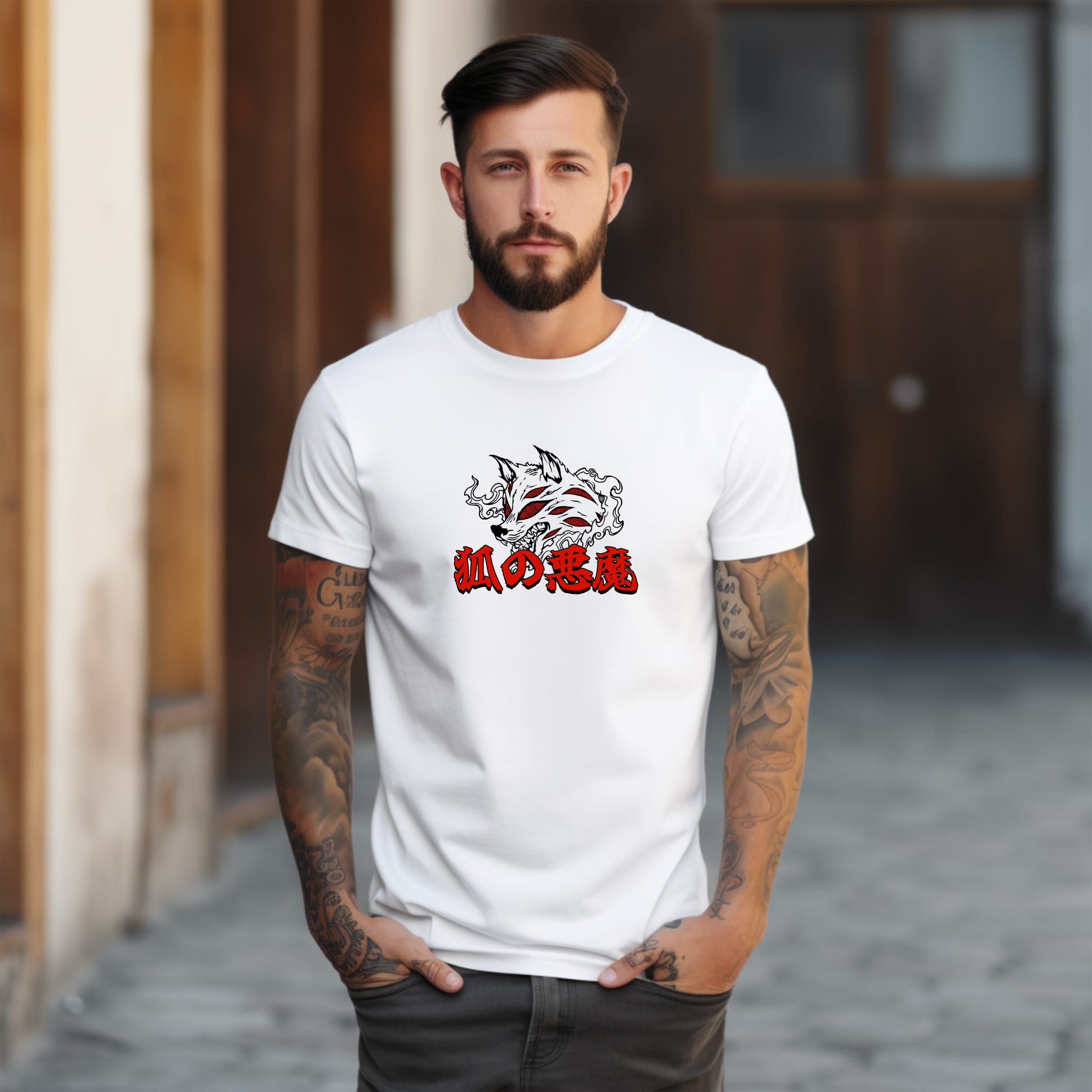 Devil Fox Anime Inspired T-Shirt Japanese Streetwear Back Print Tee 3 Devil Fox Anime Inspired T-Shirt Japanese Streetwear Back Print Tee - Image 3