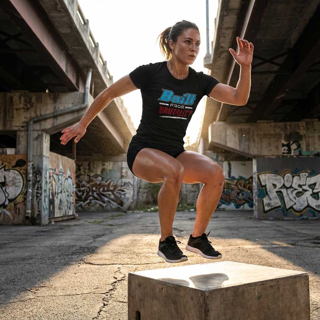 Built from Brutality Gym T-Shirt - Power, Pain & Progress Unisex Workout Tee by TeeFlow USA 4 Man wearing a dark olive green unisex gym t-shirt with blue and red "Built from Brutality" text graphic on front