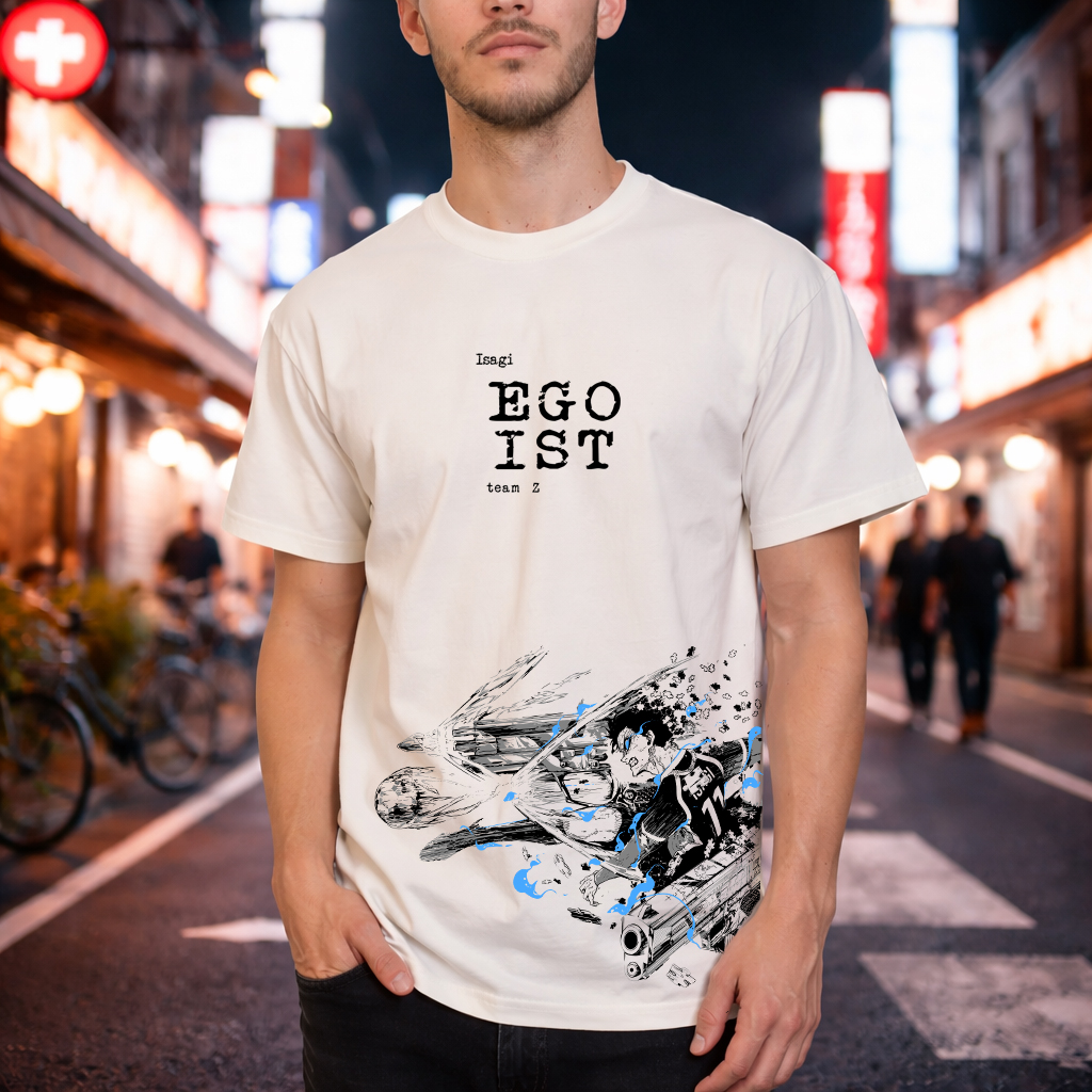Blue Lock Anime T Shirt 5X Ultimate Egoist Streetwear Graphic Tee 7 Colors available image showing t-shirts in off white.