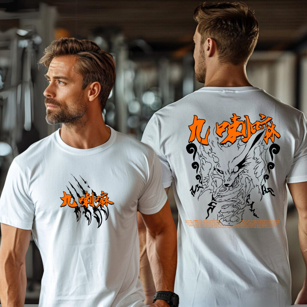 anime inspired t shirt fox spirit back print japanese streetwear tee