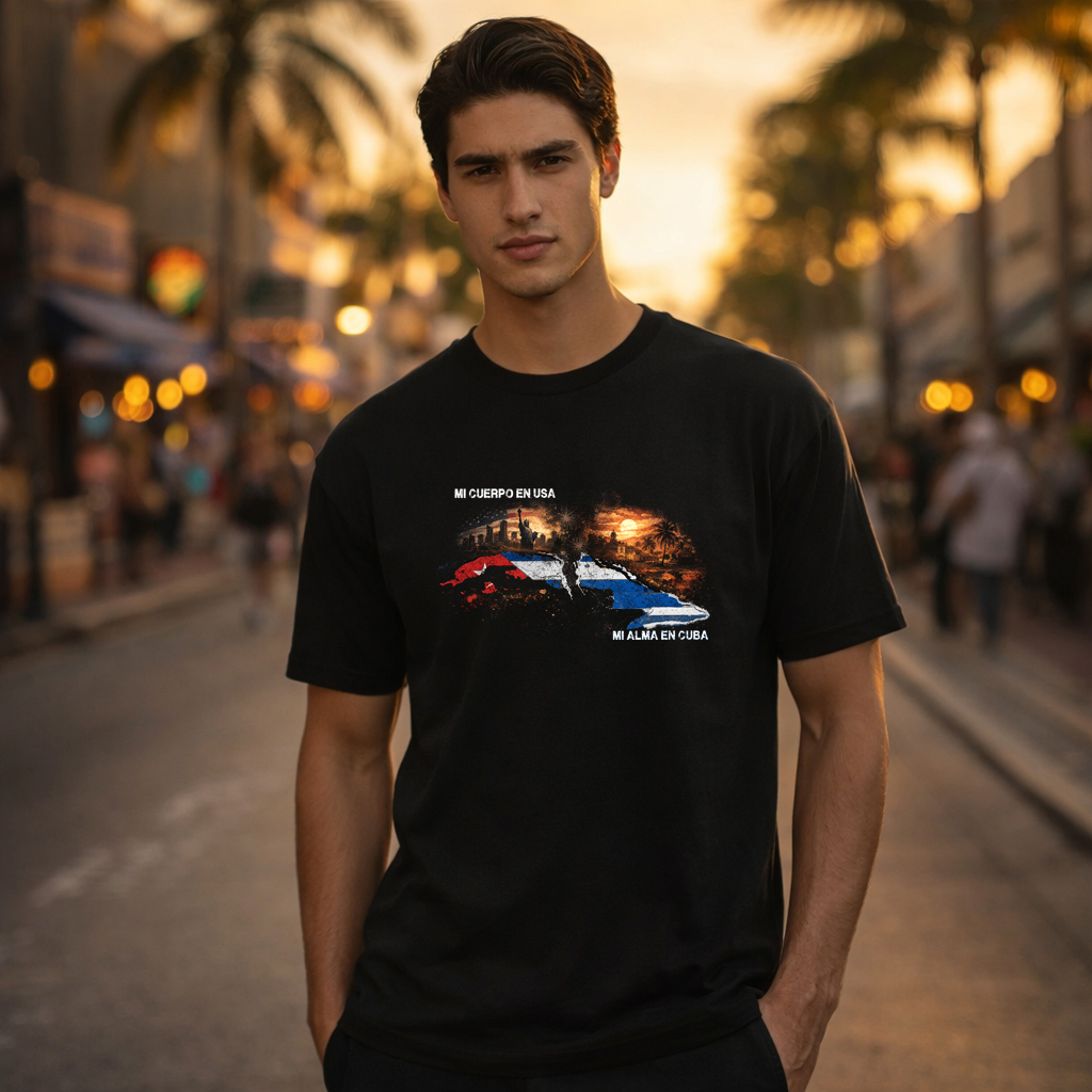Mi Cuerpo en USA Mi Alma en Cuba T-Shirt | Cuban Pride Unisex Tee 2 Mi Cuerpo en USA Mi Alma en Cuba T-Shirt | Cuban Pride Unisex Tee - Image 2