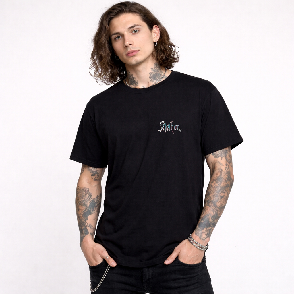 Midnight Cavalry Reaper T Shirt – 2026 Dark Streetwear Graphic Tee 2 Black Midnight Cavalry Reaper streetwear t shirt front logo detail gothic metal inspired fashion for men