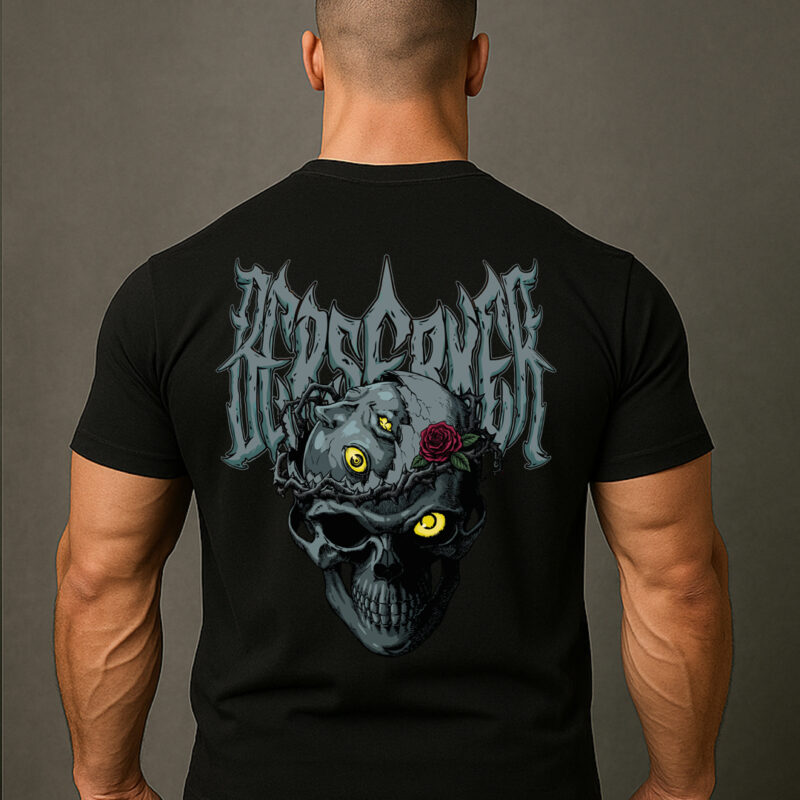 dark anime skull t shirt black gothic anime streetwear graphic tee